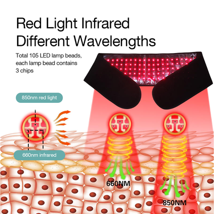 Portable Red Light Belt with Massager - 105 LEDs