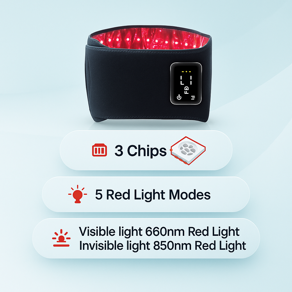 Portable Red Light Belt with Massager - 105 LEDs